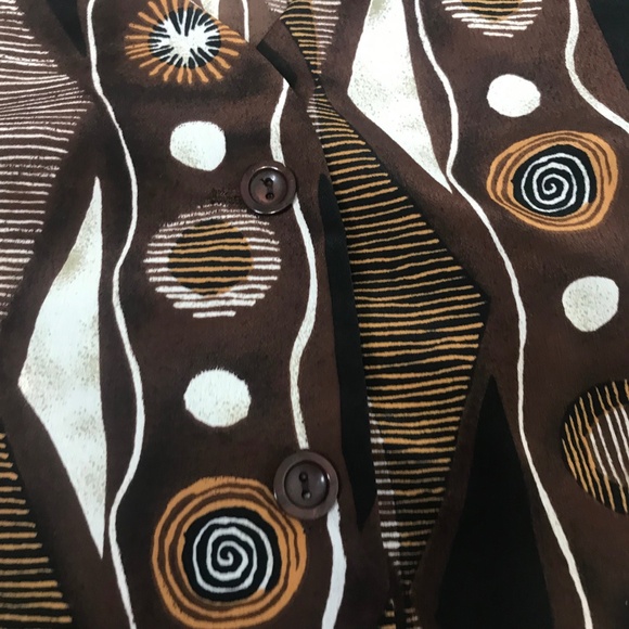 Women’s Sleeveless Blouse Top Abstract Geometric Print Button Front Retro Boho M - Picture 8 of 11